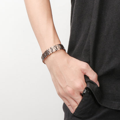 Rockyu 磁気ブレスレット メンズ ピンクゴールド ゲルマニウム ヘルスバングル