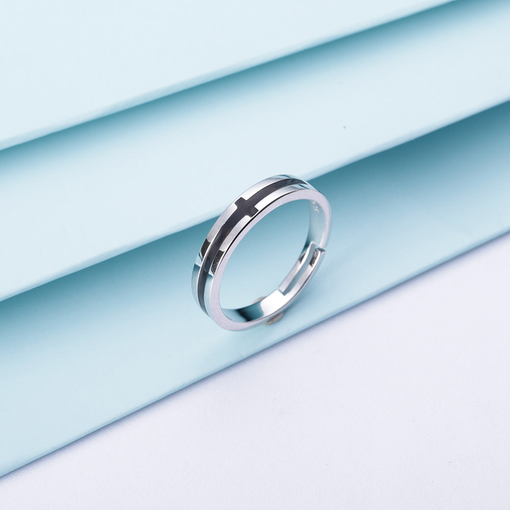 Rockyu ペアリング フリーサイズ 指輪 メンズ 十字架 レディース リング クロス 2個セット シンプル ステンレス 銀色