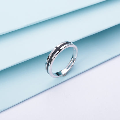 Rockyu ペアリング フリーサイズ 指輪 メンズ 十字架 レディース リング クロス 2個セット シンプル ステンレス 銀色