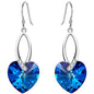 Rockyu シルバー925 ハート型 オーストリアクリスタル 揺れるピアス レディース