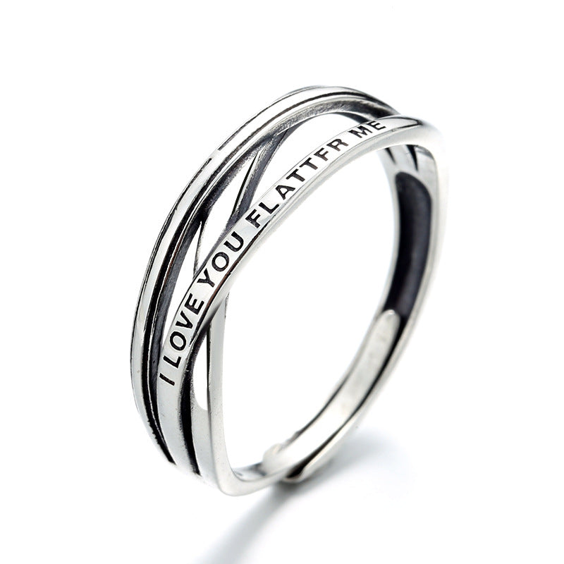 Rockyu インターリーブリング シルバー925 フリーサイズ レディース 英文刻印