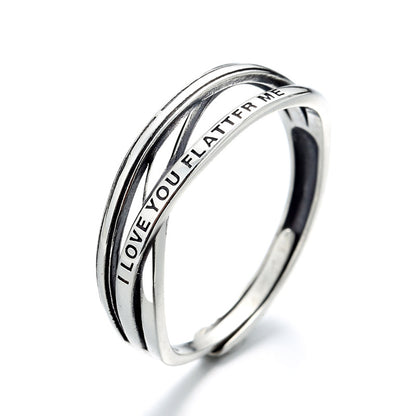 Rockyu インターリーブリング シルバー925 フリーサイズ レディース 英文刻印