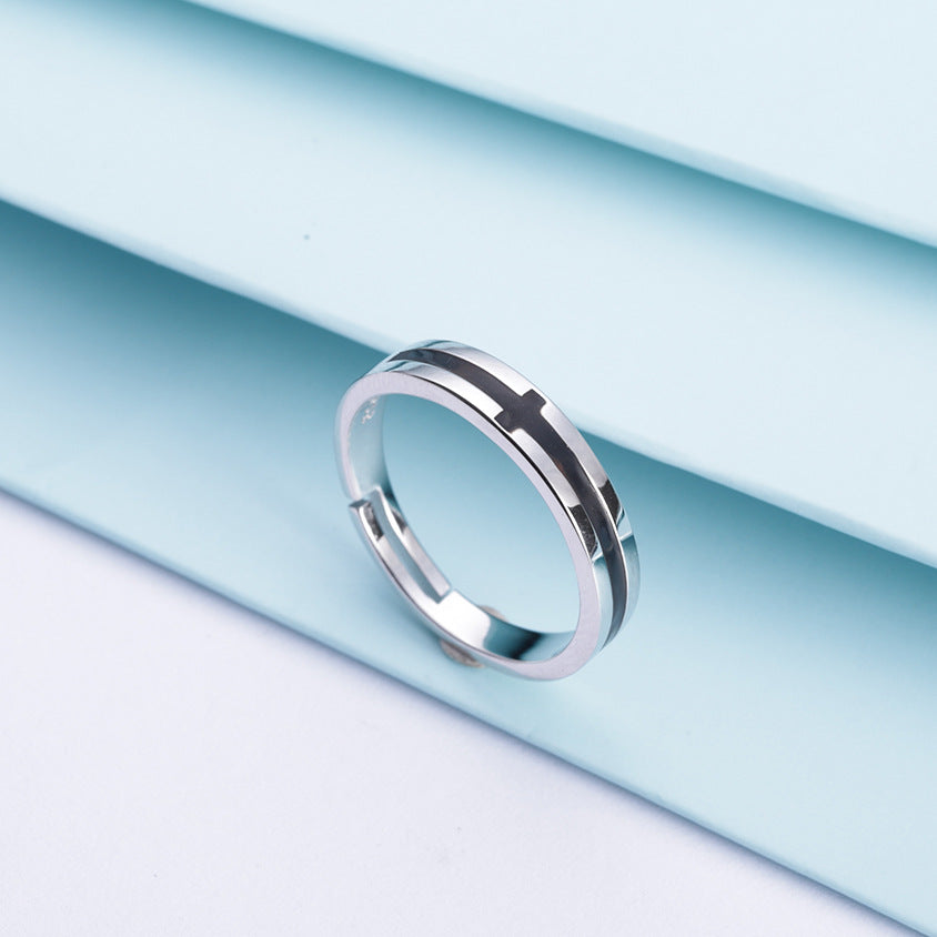 Rockyu ペアリング フリーサイズ 指輪 メンズ 十字架 レディース リング クロス 2個セット シンプル ステンレス 銀色