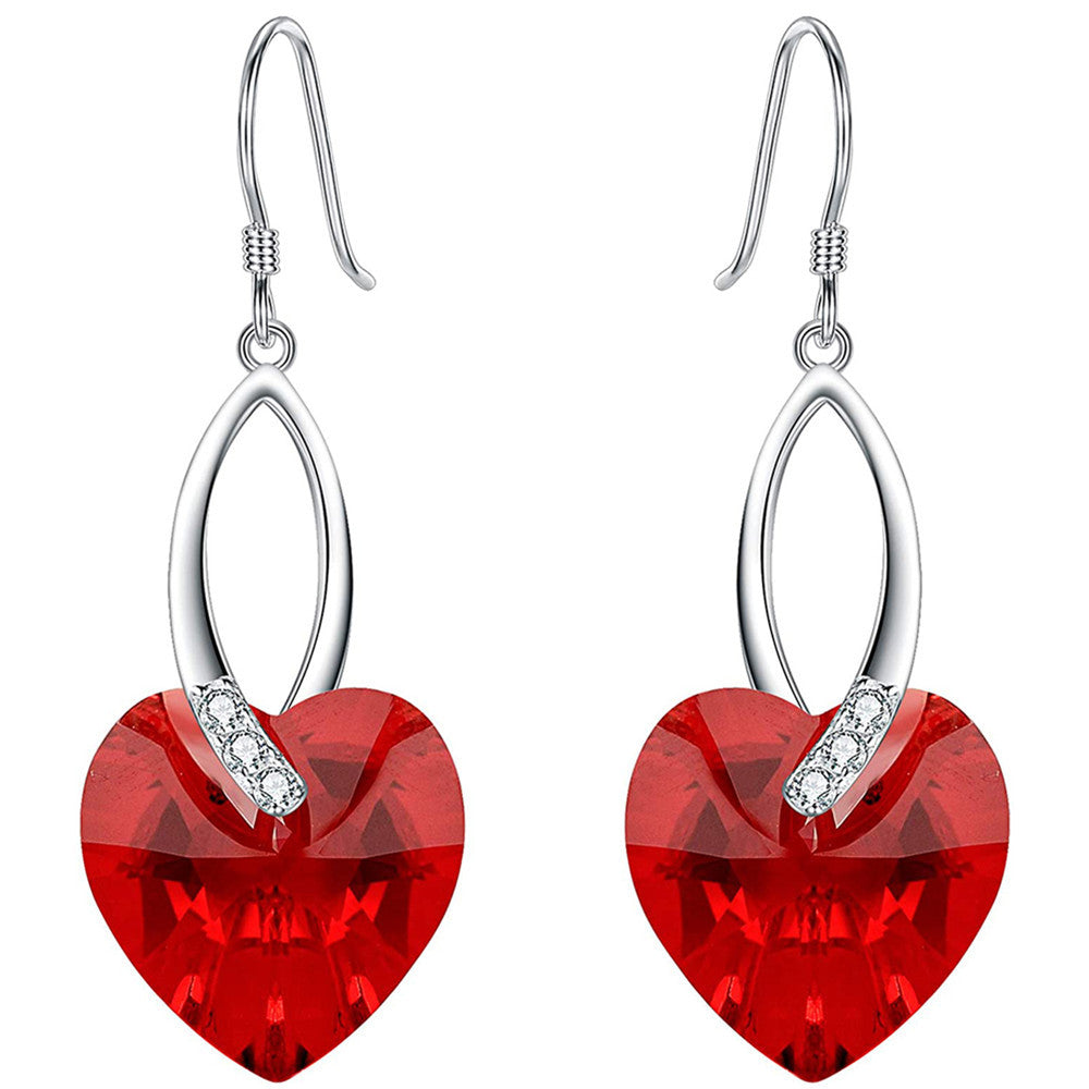 Rockyu シルバー925 ハート型 オーストリアクリスタル 揺れるピアス レディース