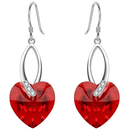 Rockyu シルバー925 ハート型 オーストリアクリスタル 揺れるピアス レディース