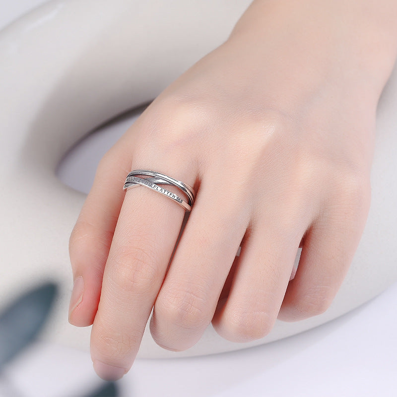 Rockyu インターリーブリング シルバー925 フリーサイズ レディース 英文刻印