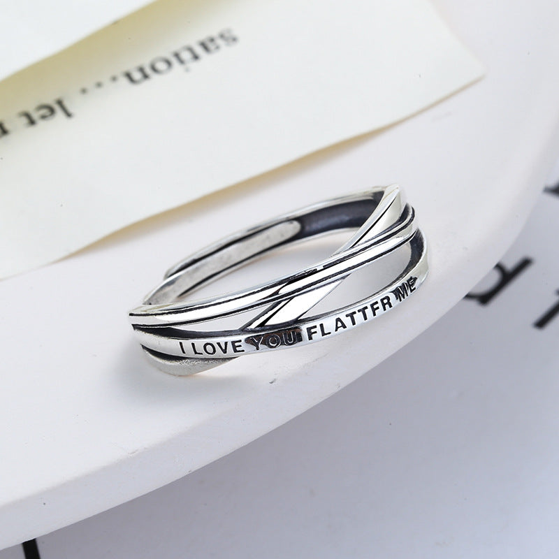 Rockyu インターリーブリング シルバー925 フリーサイズ レディース 英文刻印