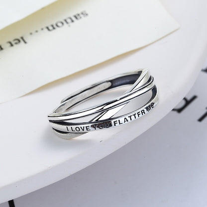 Rockyu インターリーブリング シルバー925 フリーサイズ レディース 英文刻印