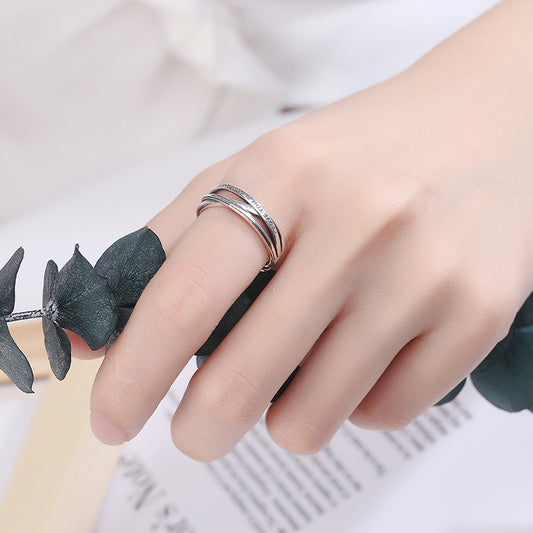 Rockyu インターリーブリング シルバー925 フリーサイズ レディース 英文刻印