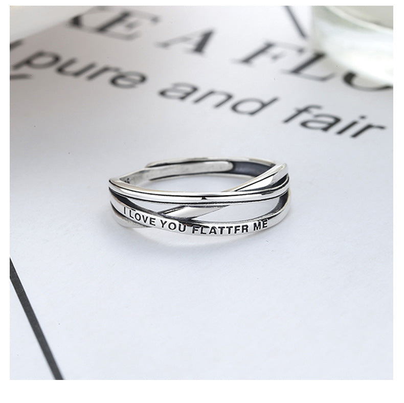 Rockyu インターリーブリング シルバー925 フリーサイズ レディース 英文刻印