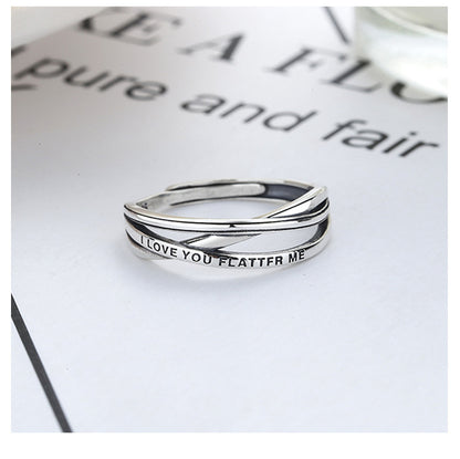 Rockyu インターリーブリング シルバー925 フリーサイズ レディース 英文刻印