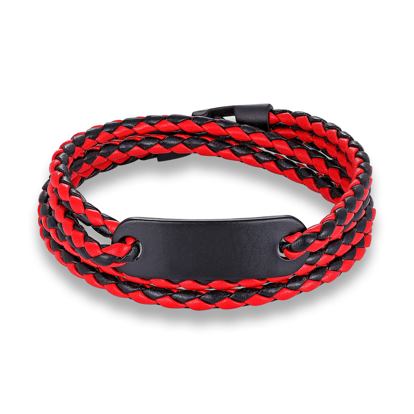 Rockyu ブレスレット メンズ レディース レザー 三つ編み バングル サージカルステンレス 腕輪