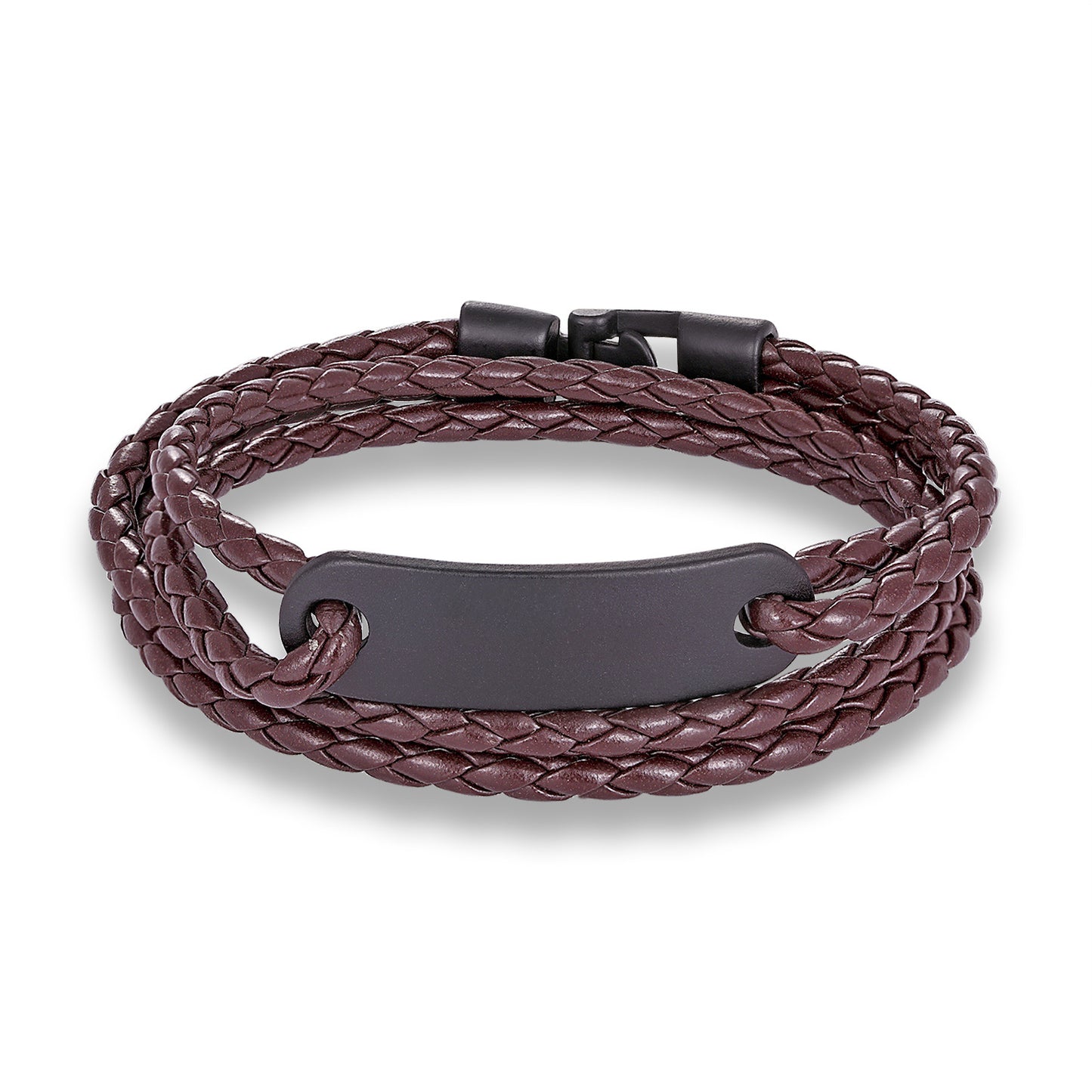 Rockyu ブレスレット メンズ レディース レザー 三つ編み バングル サージカルステンレス 腕輪