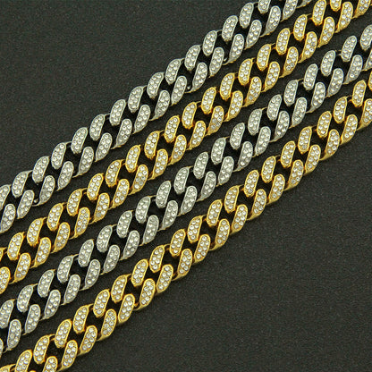 Rockyu ゴールド 喜平チェーンネックレス メンズ 18Kメッキ 太め ジルコニア入り 50cm/60cm/75cm