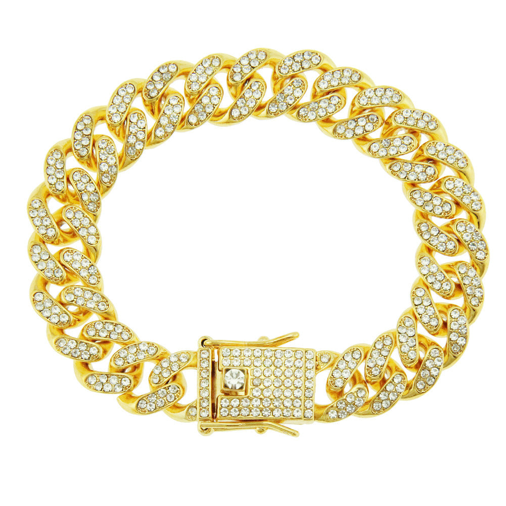 Rockyu ブレスレット メンズ 喜平チェーン ジルコニア 太め ヒップホップ 金銀3色展開