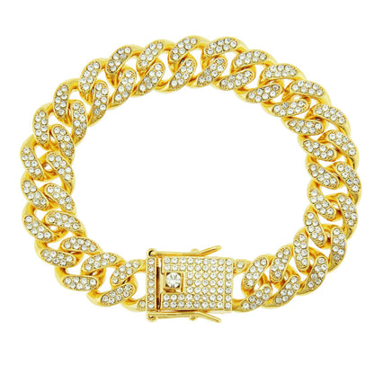 Rockyu ブレスレット メンズ 喜平チェーン ジルコニア 太め ヒップホップ 金銀3色展開