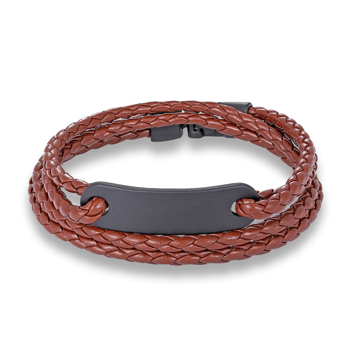 Rockyu ブレスレット メンズ レディース レザー 三つ編み バングル サージカルステンレス 腕輪