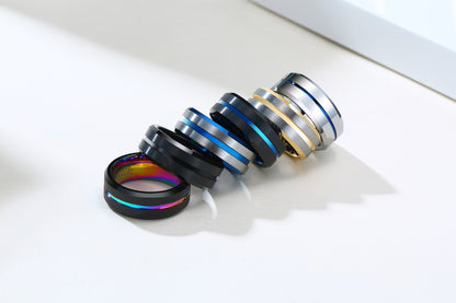 Rockyu タングステンリング メンズ ゴールド×シルバー 8mm幅 耐久性の高いデザイン