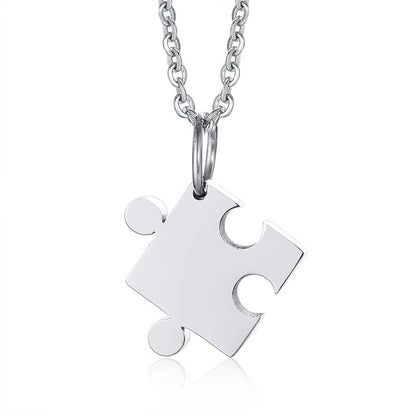 Rockyu パズルネックレス ハート＆ピース チタン製ペアペンダント 金属アレルギー対応
