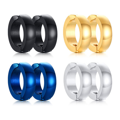 Rockyu メンズレディース兼用 フープピアス ステンレス製 シンプルデザイン 金属アレルギー対応 ブラック ゴールド シルバー