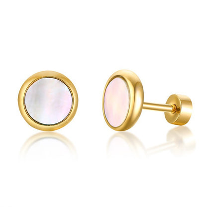 Rockyu ステンレスピアス レディース メンズ 両用 シンプル ラウンドスタッド 金属アレルギー対応 6色展開