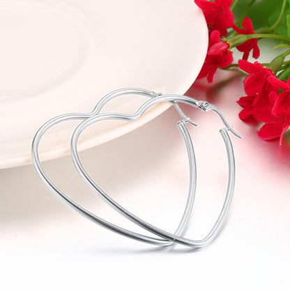 Rockyu オープンハート フープピアス 大ぶり レディース アレルギー対応 18Kコーティング シンプル おしゃれ