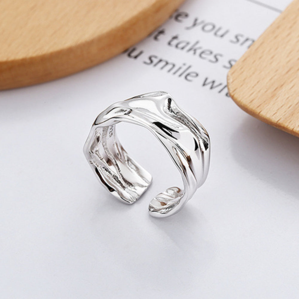 Rockyu 指輪 レディース メンズ 太め シルバー925 ツイストリング 不規則デザイン フリーサイズ 男女兼用 おしゃれ プレゼント