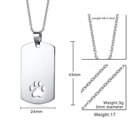 Rockyu ネックレス メンズ レディース シルバー 足跡モチーフ チタン ペンダント