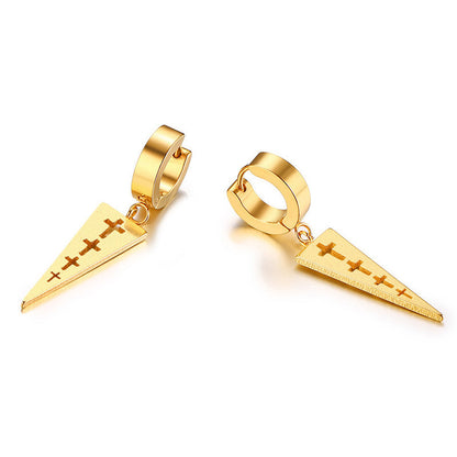 Rockyu フープピアス ステンレス ゴールド トライアングルデザイン メンズ レディース