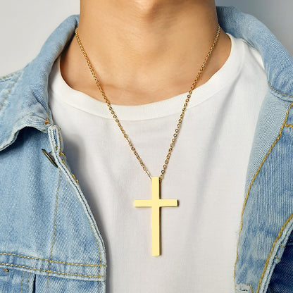Rockyu ネックレス メンズ ゴールド チタン製 クロス 十字架ペンダント 金属アレルギー対応