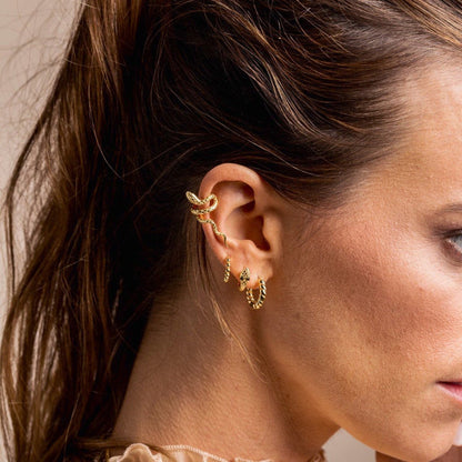 Rockyu レディースイヤーカフピアス スネークモチーフ シルバー925 ゴールド＆シルバー 金属アレルギー対応