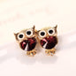 Rockyu レディース ピアス フクロウ ジルコニア スタッド 両耳セット 小さい キラキラ 可愛い
