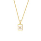 Rockyu ネックレス レディース ゴールド ホワイト イニシャルスクエアペンダント あずきチェーン ステンレス製 ギフトや記念日に