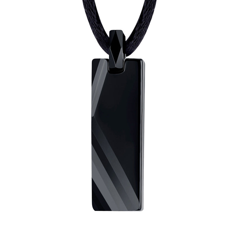 Rockyu ネックレス メンズ タングステンプレート シンプルミラーペンダント