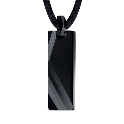 Rockyu ネックレス メンズ タングステンプレート シンプルミラーペンダント