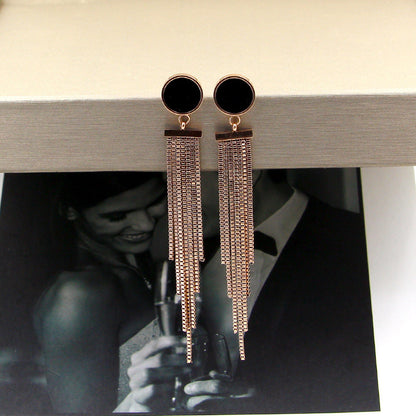 Rockyu ピアス レディース 18K ステンレス ピンクゴールド スタッドピアス フリンジデザイン