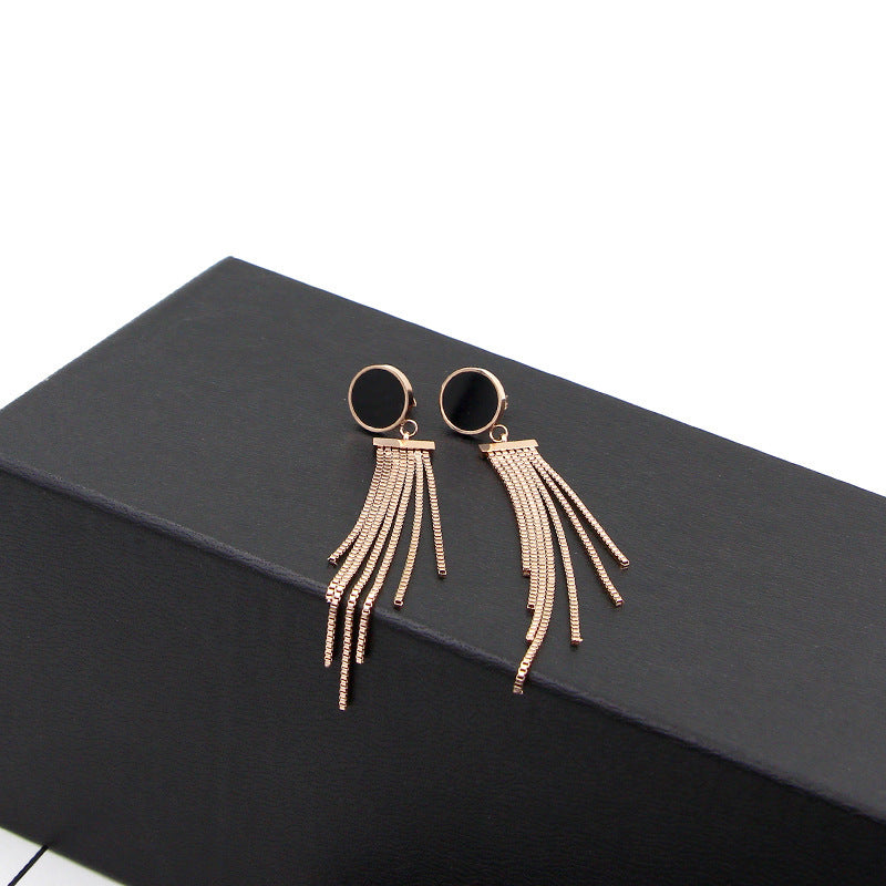 Rockyu ピアス レディース 18K ステンレス ピンクゴールド スタッドピアス フリンジデザイン