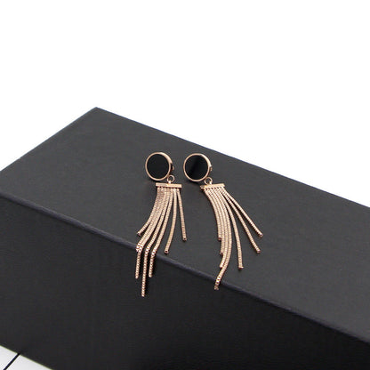 Rockyu ピアス レディース 18K ステンレス ピンクゴールド スタッドピアス フリンジデザイン