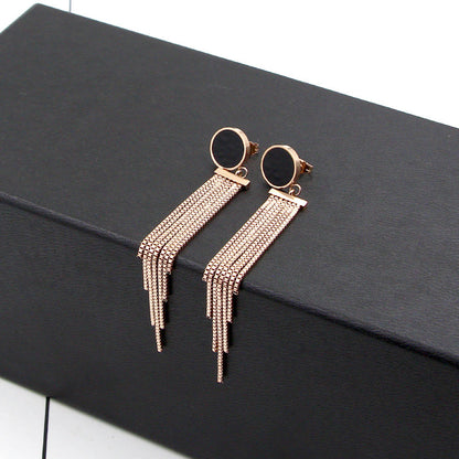 Rockyu ピアス レディース 18K ステンレス ピンクゴールド スタッドピアス フリンジデザイン