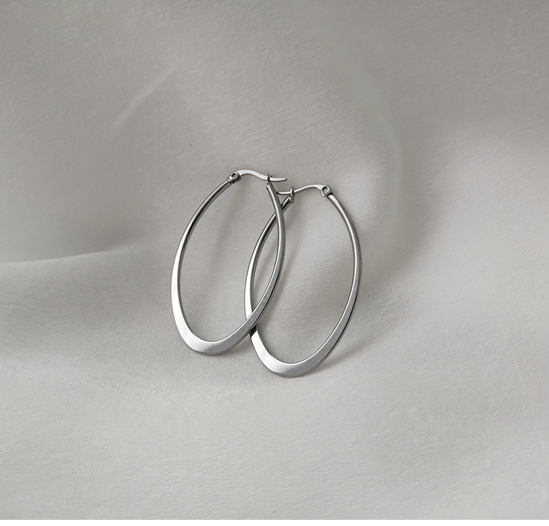 Rockyu ピアス レディース フープ リング 大ぶり シンプル ステンレス 金属アレルギー対応