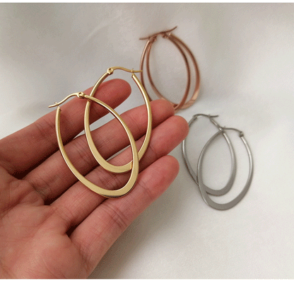 Rockyu ピアス レディース フープ リング 大ぶり シンプル ステンレス 金属アレルギー対応