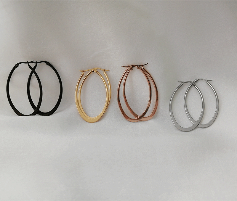 Rockyu ピアス レディース フープ リング 大ぶり シンプル ステンレス 金属アレルギー対応