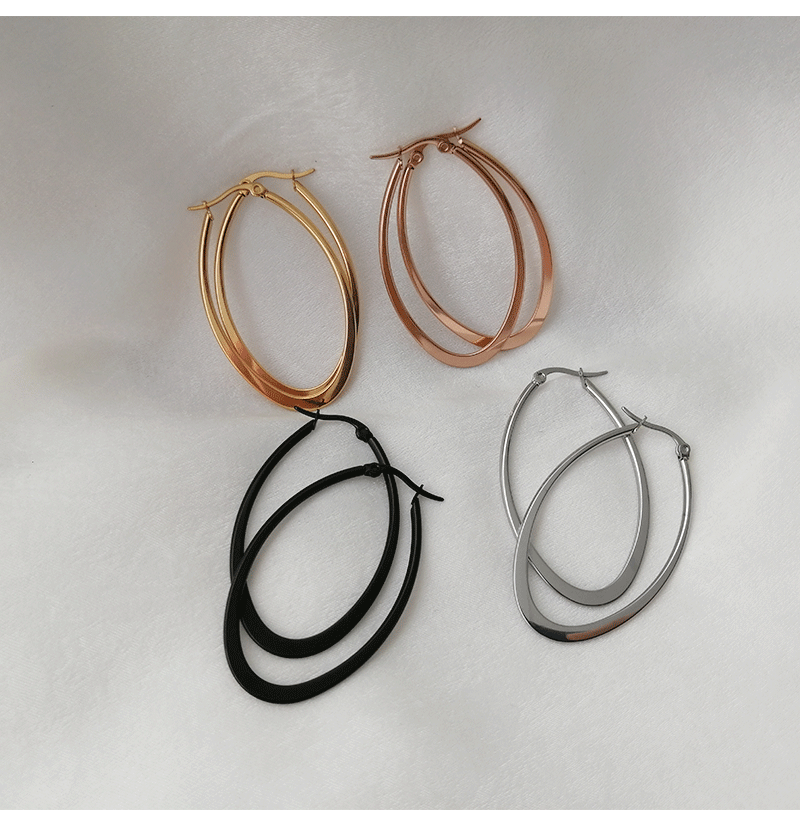 Rockyu ピアス レディース フープ リング 大ぶり シンプル ステンレス 金属アレルギー対応