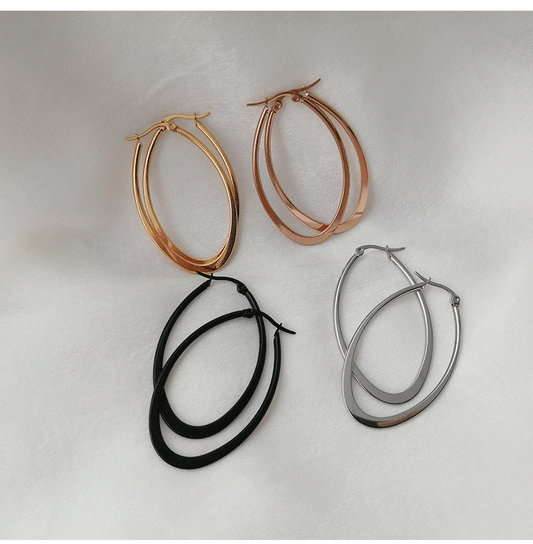 Rockyu ピアス レディース フープ リング 大ぶり シンプル ステンレス 金属アレルギー対応