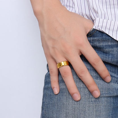 Rockyu タングステンリング メンズ 8mm 幅広 平打ち マット加工 金属アレルギー対応