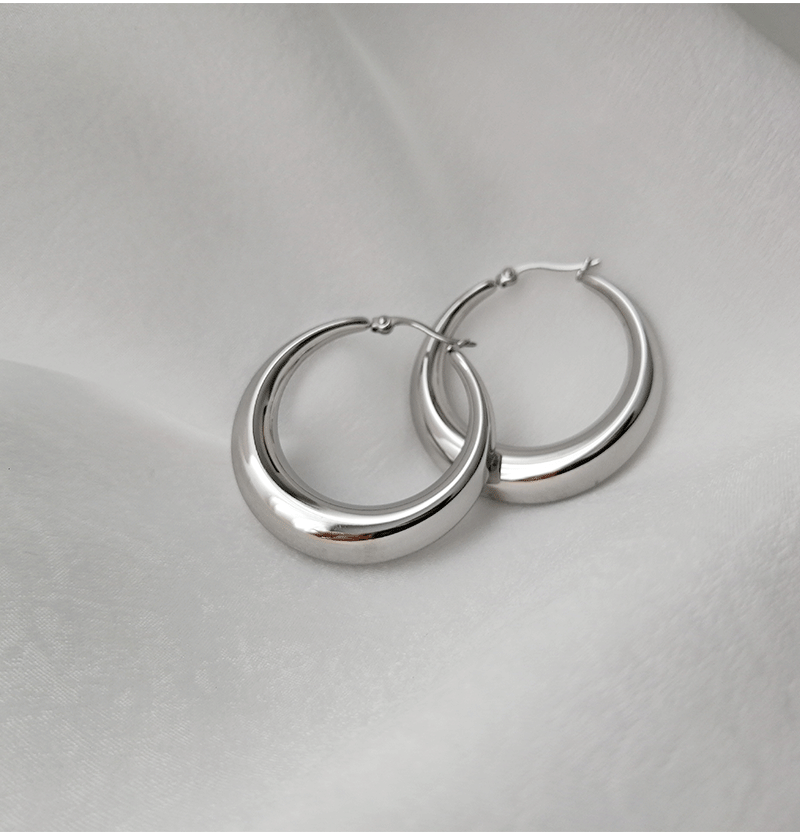 Rockyu ピアス レディース フープ 太め 18金仕上げ ステンレス製 金属アレルギー対応 41mm