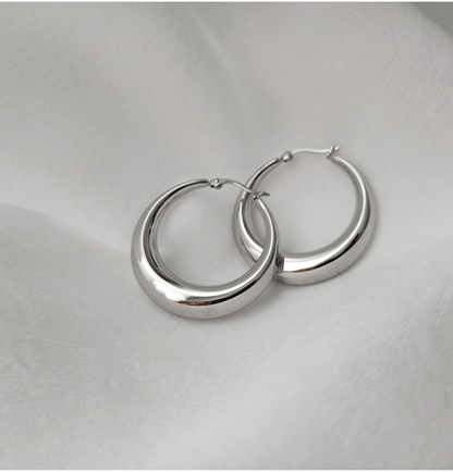 Rockyu ピアス レディース フープ 太め 18金仕上げ ステンレス製 金属アレルギー対応 41mm