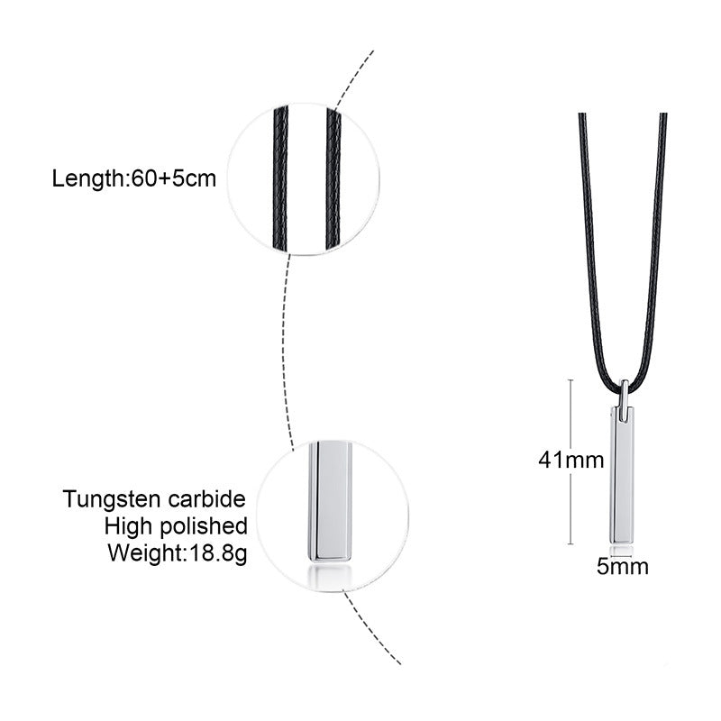 Rockyu バーネックレス メンズ タングステン 鏡面仕上げ スティックペンダント アレルギー対応