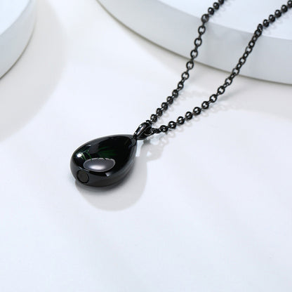 Rockyu 涙型メモリアルネックレス 遺骨ペンダント ステンレス製 金属アレルギー対応 手元供養 50cm