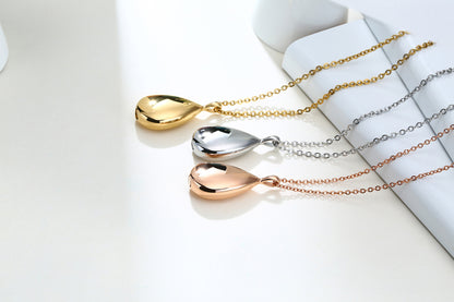 Rockyu 涙型メモリアルネックレス 遺骨ペンダント ステンレス製 金属アレルギー対応 手元供養 50cm